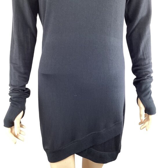 Athleta Dress Size XS Xsmall Criss Cross Sweatshirt Black Long-Sleeve Modal Tuni - Picture 7 of 7